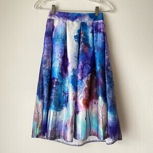 Choies sz M blue abstract midi flare‎ fairy Y2k skirt